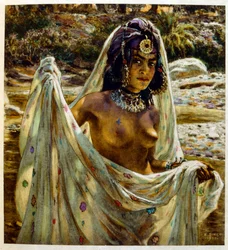 Illustration af Dinet fra «Mirages: scener fra arabisk liv». 1906. Mirages, Scènes de la vie arabe blev illustreret af Étienne Dinet med kommentarer af Silman Ben Ibrahim Bamer. Nasreddine Dinet blev født som Alphonse-Étienne Dinet; (1861-1929) var en