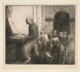 Munk spiller orgel i kirken (Moine Jouant de L