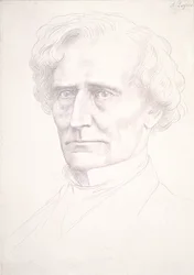 Portræt af Hector Berlioz (guldspids på lyserødt forberedt papir)