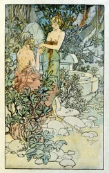 Illustration af Alphonse Mucha fra "Clio", et værk af den franske forfatter Anatole France. 1900. Mucha (1860 – 1939). var en tjekkisk art nouveau-maler