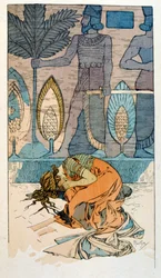 Illustration af Alphonse Mucha fra "Rama" et digt i tre akter af Paul Verola. ca. 1898. Mucha (1860 – 1939). var en tjekkisk art nouveau-maler
