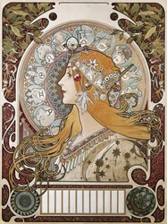 Dyrekredsen. 1896. (67 x 48 cm). Plakat og kalender som reklame for tidsskriftet »La Plume« (»Fjeren«). Art nouveau. Litografi