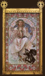 Portræt af Josephine Crane Bradley i Slavia. Maleri af Alfons Mucha (1860-1939), olie og tempera på lærred