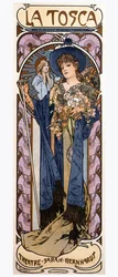 Plakat af Alfonse Mucha (1860-1939) for stykket "" Tosca "" af Victorian Sardou (1831-1908) opført af skuespillerinden Sarah Bernhardt