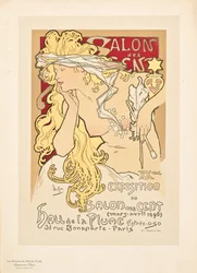 Reproduktion af en plakat, der reklamerer for Salon des Cent-udstillingen i Hall de la Plume, 1896