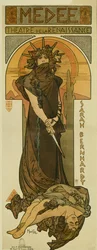 Sarah Bernhardt som Medee på Renæssanceteatret. 1898 (litografi)
