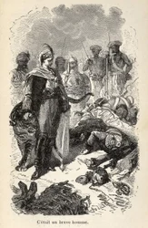 Illustration af kaptajn Corcorans vidunderlige, men autentiske eventyr"" af Alfred Assollant, illustreret med 25 vignetter tegnet på træ af A. de Neuville, Librairie Hachette et Cie i Paris