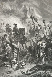 Massakren på Vaudois i Luberon i 1545 af Antoine Escalin des Almars (Kobberstik)