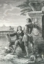 Portræt af Nicolas Poussin og Claude Gellee dit Le Lorrain i Rom (Kobberstik)