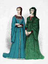 Portræt af Louise de Savoie og Marguerite de Valois (Kobberstik)