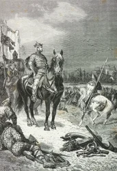 Vilhelm Erobreren lander ved Pevensey i 1066 (gravering)