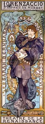 Plakat for Lorenzaccio Alfred de Musset, med Sarah Bernhardt, Paris, 1896