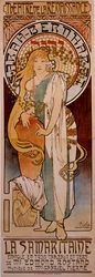 Plakat for stykket "" La Samaritaine"" af Edmond Rostand udført af Henriette Rosine Bernard dit Sarah Bernhardt (1844-1923) i 1897 på Theatre de la Renaissance. Tegning af Alphonse Mucha (1860-1939) 1897