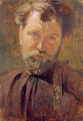 Selvportræt (Selvportræt) af Alfons Marie (Alfons-Marie) Mucha (1860-1939), Olie på lærred 1899, Alfons Mucha-museet, Prag