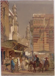 Markedsdag på Mu"izz id-Din li-Lah, gamle Cairo, 1862