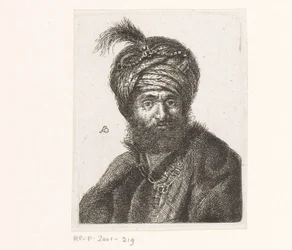 Buste af en mand iført turban