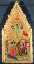 The Crucifixion, ca. 1348-49 (tempera og bladguld på panel)