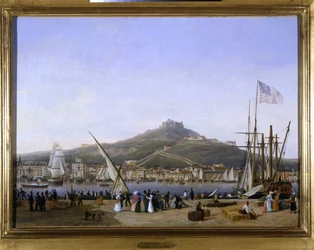 Marseille Havn af Louis Garneray, sd. ca. 1820, Olie paa Lærred, H. 0,330; L. 0,460. CCIP Coll.