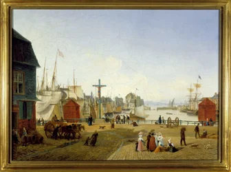 The Port of Honfleur, af Louis Garneray, sd. ca. 1820, Olie paa Lærred, H. 0,330; L. 0,460. CCIP Coll.