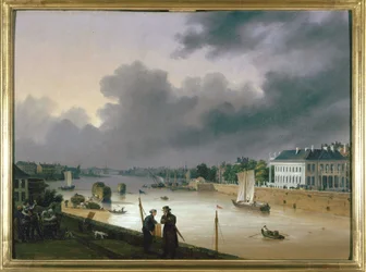 Havnen i Nantes af Louis Garneray, sd. ca. 1820, Olie paa Lærred, H. 0,330; L. 0,460. CCIP Coll.