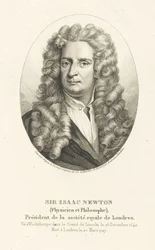 Portræt af Sir Isaac Newton 1642-1727, ca. 1830-1840.