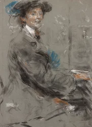 Dame Ethel Smyth (pastel på gråt papir)