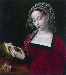 ""Mary Magdalene læser"" Maleri af Ambrosius Benson (1495-1550) omkring 1525 London National Gallery