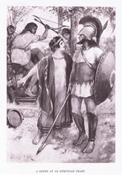 En scene ved en etruskisk fest, illustration fra The Roman Soldier, 1928