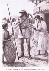 En kursiv bonde fra bronzealderen, illustration fra 