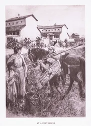 På et posthus, illustration fra Den romerske soldat, 1928