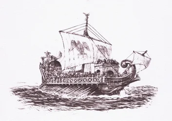 Flådepatrulje: Romerske skibe, illustration fra The Roman Soldier, 1928