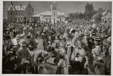 Den britiske besættelse af Bloemfontein - En aftenkoncert på markedspladsen ved Highland Brigades rør