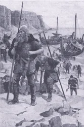 Vikingerne finder Amerika, fra My Magazine, pub.1922 (litho)