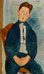 Dreng i en stribet sweater, 1918