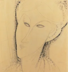 Head of a Woman (pen, pensel, blæk og blyant på papir)