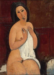 Nøgen siddende i skjorte, 1917.