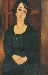 Kvinde i en plaid kjole, 1916