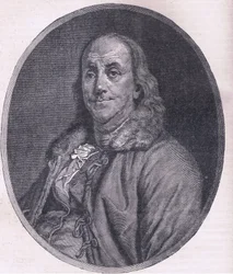 Benjamin Franklin, illustration fra Cassells History of the United States udgivet af Cassell, Petter & Galpin, ca. 1900 (litho)