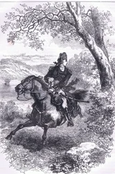 Escape of Benedict Arnold, illustration fra Cassells History of the United States udgivet af Cassell, Petter & Galpin, ca. 1900 (litho)