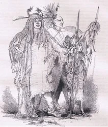 Gruppe af grænseindianere, illustration fra Cassells History of the United States udgivet af Cassell, Petter & Galpin, ca. 1900 (litho)