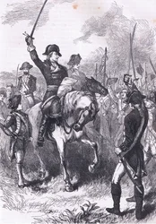 Uafhængighedserklæringen læst for hæren, illustration fra Cassells History of the United States udgivet af Cassell, Petter & Galpin, ca. 1900 (litho)