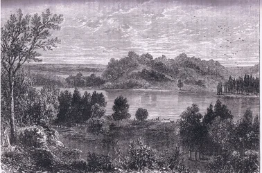 The valley of the Mississippi, illustration fra Cassells History of the United States udgivet af Cassell, Petter & Galpin, ca. 1900 (litho)