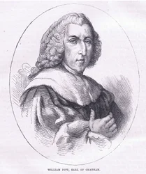 William Pitt, Earl of Chatham, illustration fra Cassells History of the United States udgivet af Cassell, Petter & Galpin, ca. 1900 (litho)