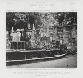 "Svanefontænen" i Villa Lantes have, Bagnaia, Italien (s/h-foto)