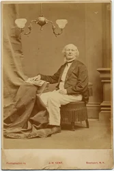 Horace Greeley (1811-72), amerikansk politiker og avisredaktør, foto af J H Kent, Brockport, New York (albumfoto)