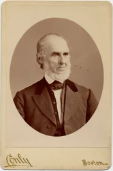 John Greenleaf Whittier (1807-92), amerikansk kvækerdigter og afskaffelsesmand; foto af C F Conly, Boston (albumin print)