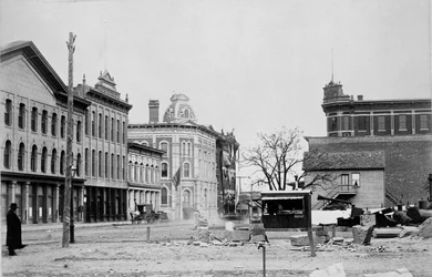 Lamar og Commerce Streets, Dallas, ca. 1890