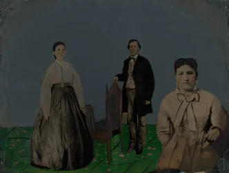Portræt af to kvinder og en mand,1860