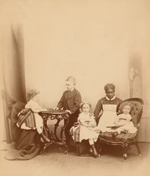 Portræt af en kvinde og fire børn, 1860