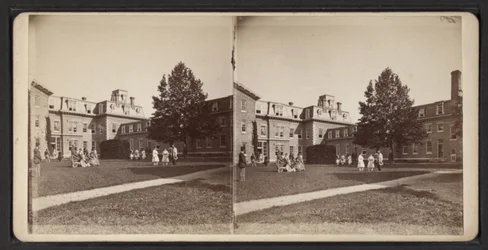 Stereoskopiske billeder af Oneida-samfundet, ca. 1870 (s/h-foto)